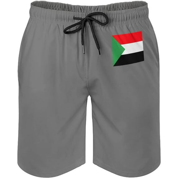 Men's Swim Trunks Sudan Flag Comfortable Swim Shorts,Drawstring Elastic Waist and Pockets Beach Shorts for XL S-3XL