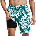 thumbnail image 1 of Men's Swim Trunks with Compression Liner 2 in 1 Board Beach Shorts Fashion Print Elastic Waist Casual Shorts, 1 of 5