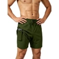 thumbnail image 1 of Men's Swim Trunks with Compression Liner Stretch Swimming Shorts with Pockets Green XXL, 1 of 4