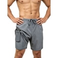 thumbnail image 1 of Men's Swim Trunks with Compression Liner Stretch Swimming Shorts with Pockets Light Gray M, 1 of 4
