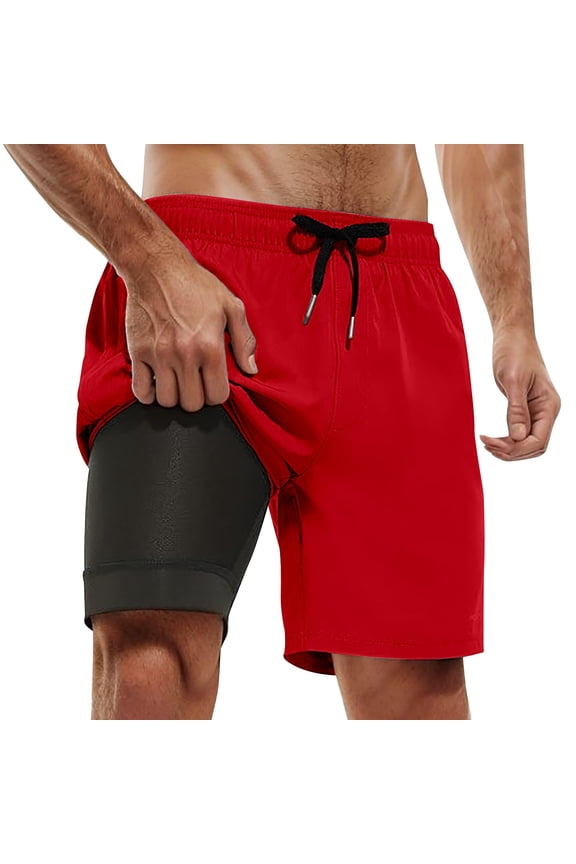 Men's Swim Trunks with Compression Liner and Pockets - Inseam Board Shorts for Water Fun