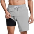 thumbnail image 1 of Men's Swim Trunks with Liner Lightweight Drawstring Elastic Waist Bathing Suit Shorts Summer Beach Quick Dry Workout Shorts, 1 of 6