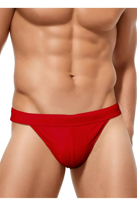 Men’s Swimming Briefs Summer Pouch Bikini Thong Swim Briefs Stretch Drawstring Beach Swimwear Hot Body Low Rise Swimsuit Underwear