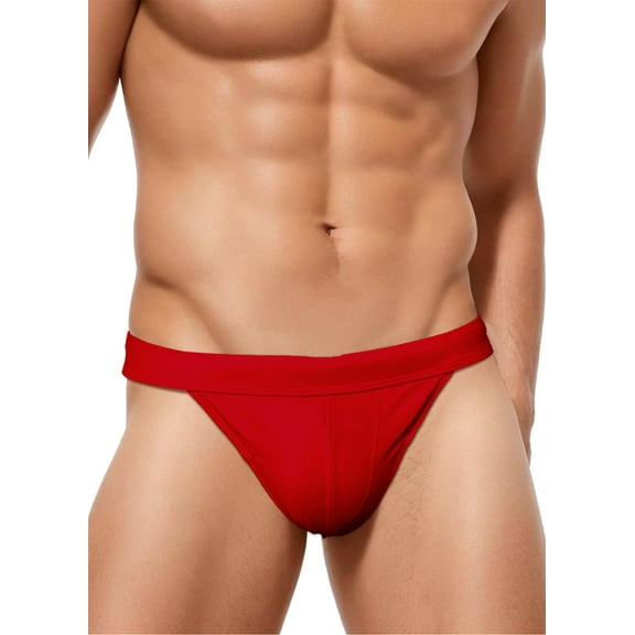 Men’s Swimming Briefs Summer Pouch Bikini Thong Swim Briefs Stretch Drawstring Beach Swimwear Hot Body Low Rise Swimsuit Underwear