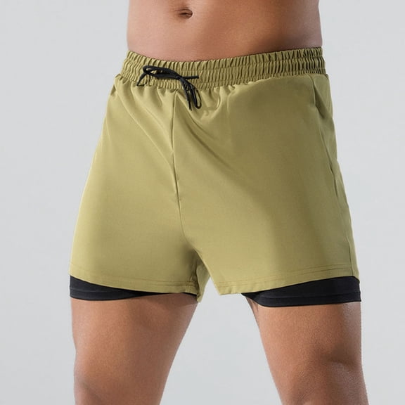 Men's Swimming Trunks With Compression Lining Under $10 Double Layer Light Leakage Pants Elastic Waisted Easy To Dry Pants