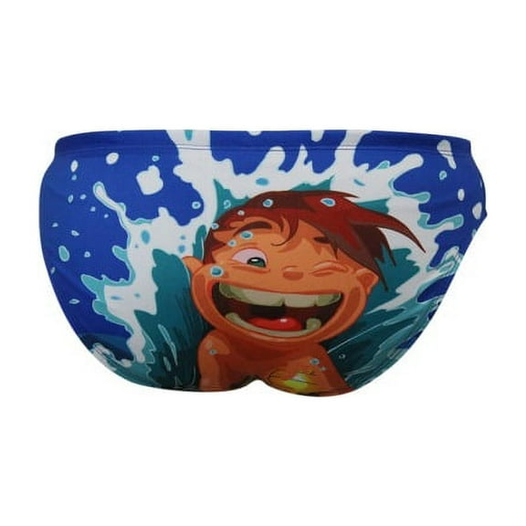 Men's Swimsuit Brief Athletic Swimwear Crazy Kids, Blue, Water Polo, Underwater Rugby, High Performance