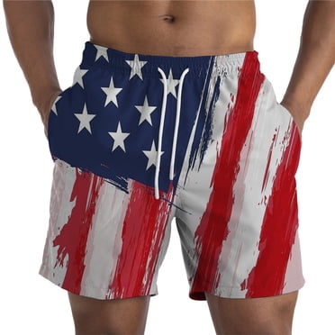 Men's American Flag Stars & Stripes Board Shorts – Elastic Waist With Pockets