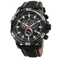 thumbnail image 1 of Men's Swiss Quartz Chronograph Multifunction Leather Black Strap Watch, 1 of 5