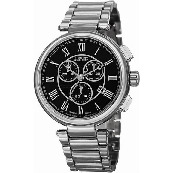 Men's Swiss Quartz Chronograph Silver-Tone Bracelet Watch