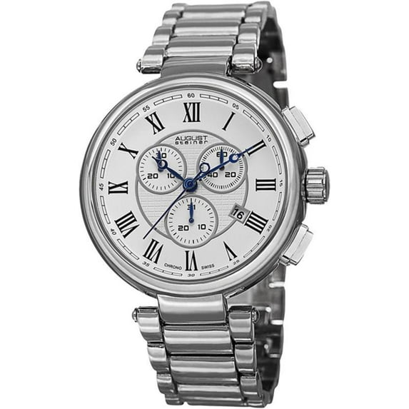 Men's Swiss Quartz Chronograph Silver-Tone Bracelet Watch