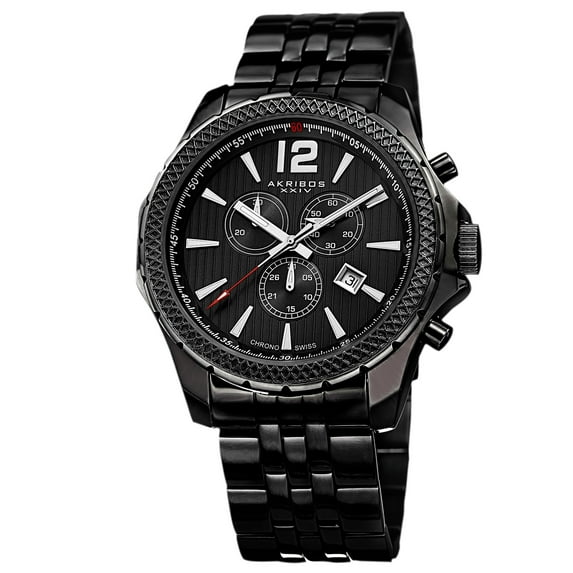 Men's Swiss Quartz Chronograph Stainless Steel Black Bracelet Watch