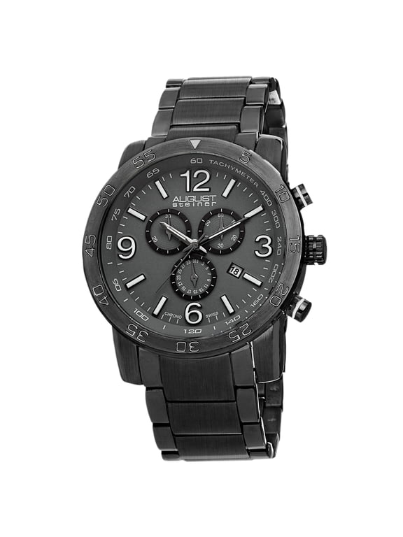 Men's Swiss Quartz Chronograph Tachymeter Gun Bracelet Watch