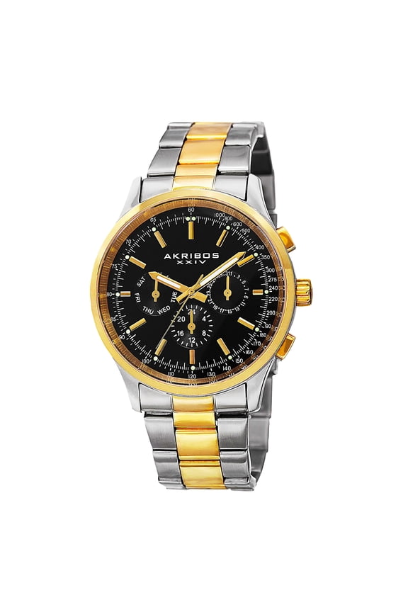 Men's Swiss Quartz Dual Time Tachymeter Stainless Steel Two-Tone Bracelet Watch