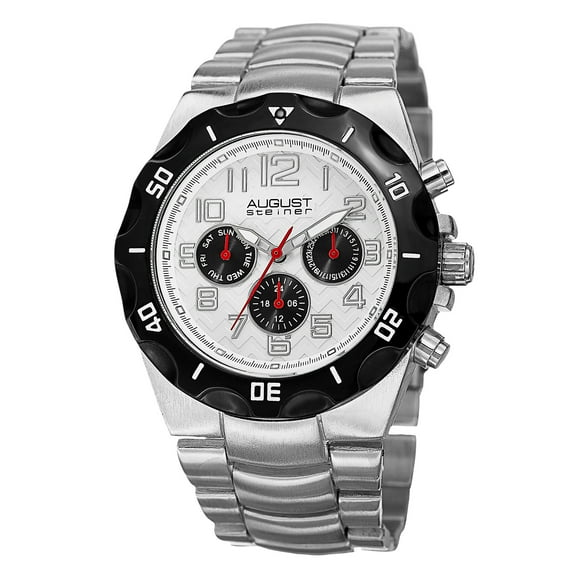 Men's Swiss Quartz Multifunction Dual-Time Silver-Tone Bracelet Watch