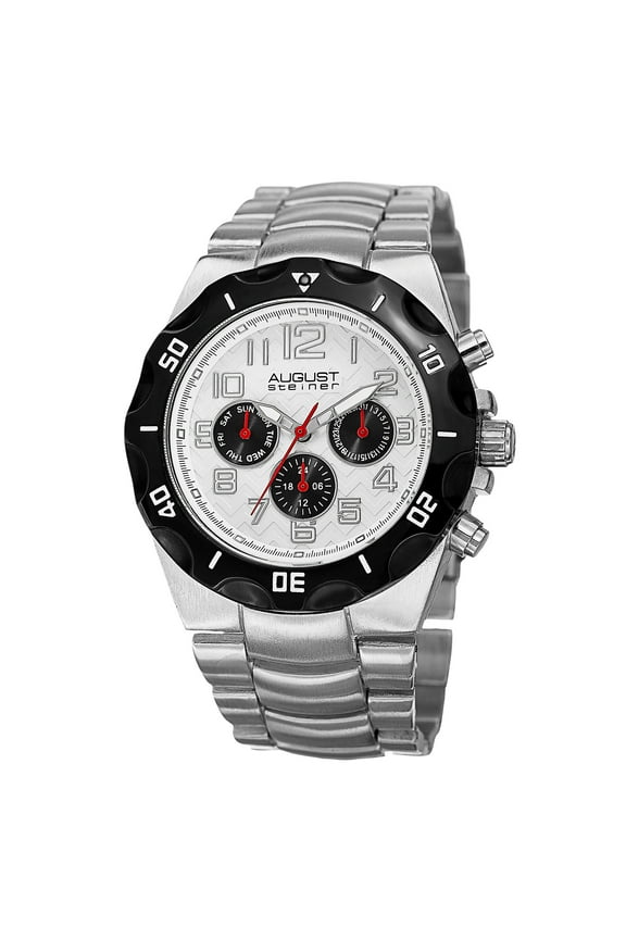 Men's Swiss Quartz Multifunction Dual-Time Silver-Tone Bracelet Watch