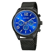 Mens Swiss Quartz Multifunction Dual Time Stainless Steel Black Bracelet Watch