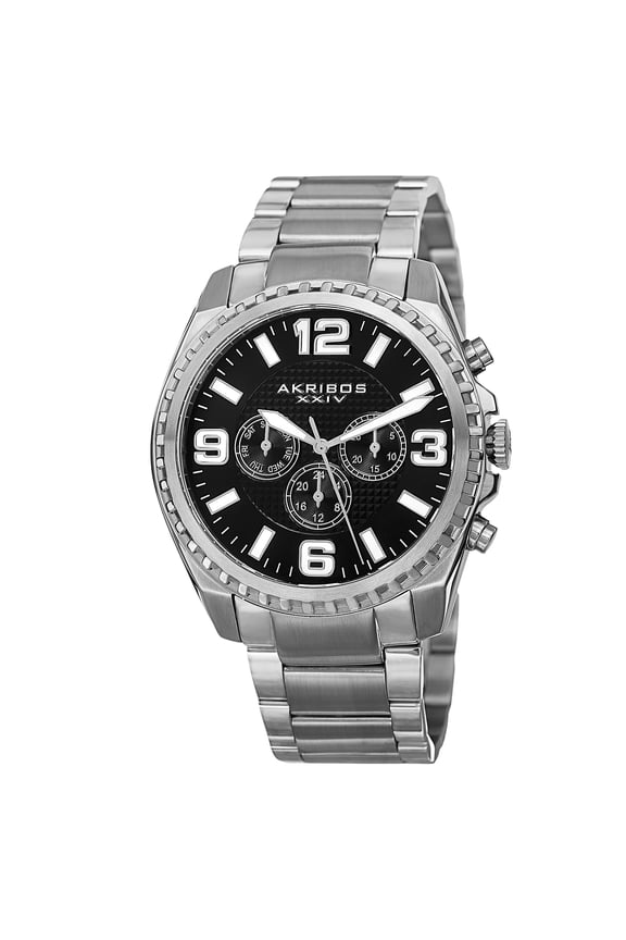 Men's Swiss Quartz Multifunction Dual Time Stainless Steel Silver-Tone Bracelet Watch