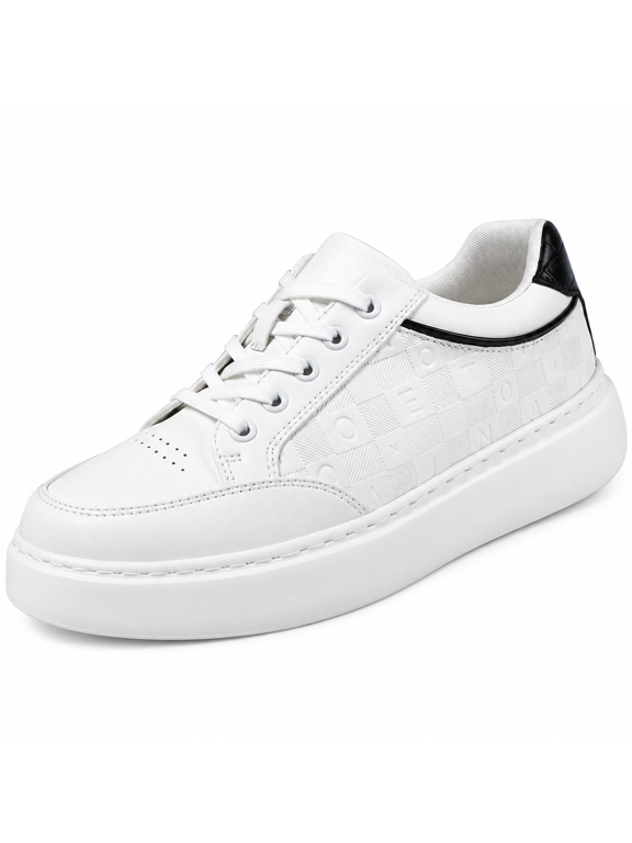 Men's Synthetic Leather Lace-Up Platform Low-Top Fashion Sneakers