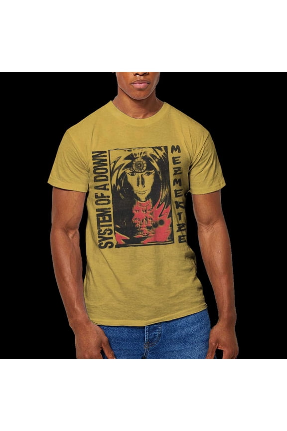Men's System Of A Down Reflections (Dip-Dye) Tie Dye T-shirt Medium Mustard