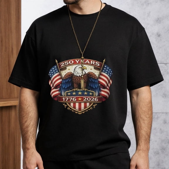 Men's T-Shirt 250 Years 1776-2026 Eagle & Flag Graphic Tee