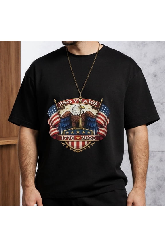 Men's T-Shirt 250 Years 1776-2026 Eagle & Flag Graphic Tee