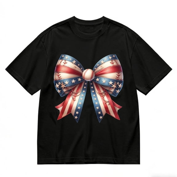 Men's T-Shirt American Flag Bow Design Comfortable And Versatile Outdoor Casual Short Sleeve