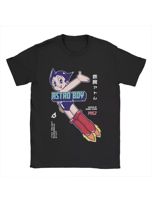 Men's T-Shirt Astro Boy Anime Vintage Pure Cotton Tee Shirt Short Sleeve | eBay