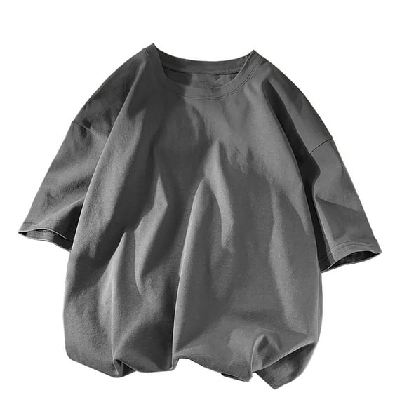 Men's T Shirt Baggy Crewneck Short Sleeve Loose Fit Casual Shirt for Men Sports Athletic Lightweight Summer Tees Tops Dark Gray L