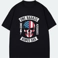 thumbnail image 1 of Men's T-Shirt Black American Flag Skull One Badass Bonus Dad Graphic Print Casual Wear For Fathers Day, 1 of 4
