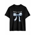 thumbnail image 1 of Men's T-Shirt Blue Bow Nothing Is Impossible Short Sleeve Casual Tee Classic Crew Neck T-Shirt for Men, Black L, 1 of 6