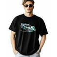 thumbnail image 1 of Men's T-Shirt Blue Green Roadster Short Sleeve Casual Tee Classic Crew Neck T-Shirt for Men, 3XL, 1 of 7
