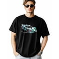 thumbnail image 1 of Men's T-Shirt Blue Green Roadster Short Sleeve Casual Tee Classic Crew Neck T-Shirt for Men, M, 1 of 7