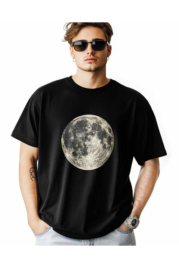 Men's T-Shirt Cool Full Moon Luna Short Sleeve Casual Tee Classic Crew Neck T-Shirt for Men, 2XL