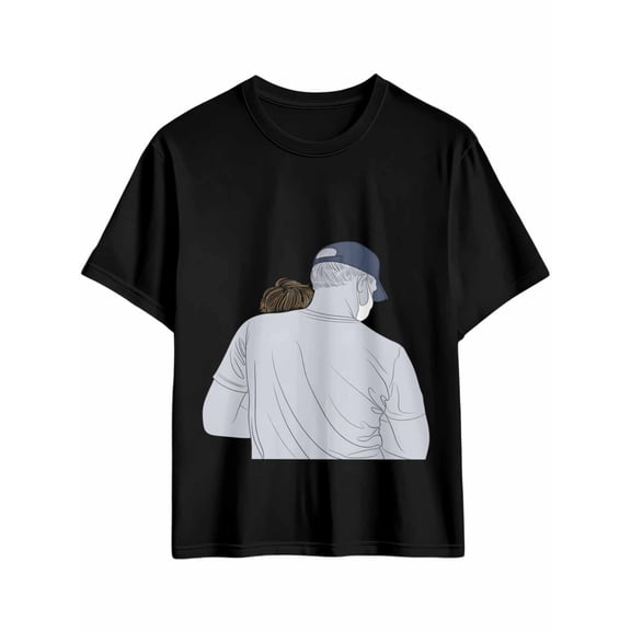 Men's T-Shirt Dad Holding His Son Back Short Sleeve Casual Tee Classic Crew Neck T-Shirt for Men, 4XL