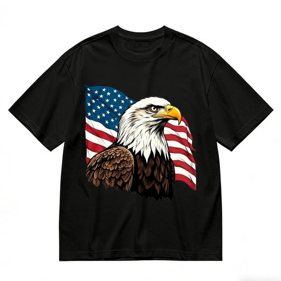 Men's T-Shirt Eagle Flag Design Print Comfortable And Versatile Outdoor Casual Short Sleeve