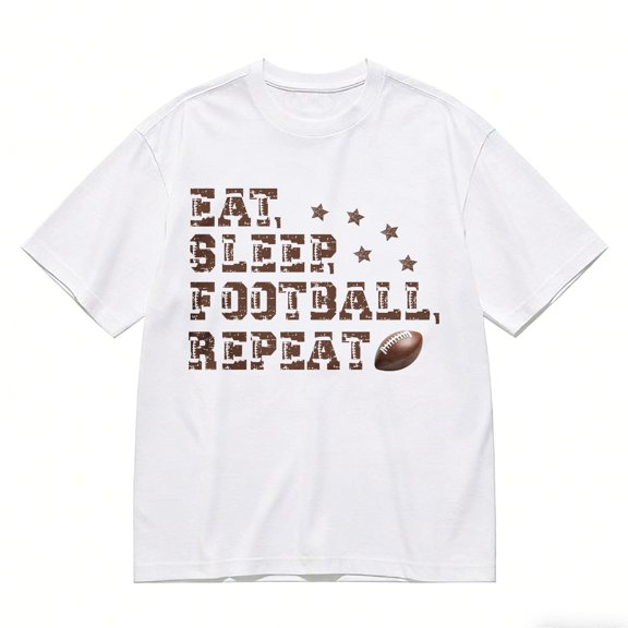 Men's T-Shirt Eat Sleep Football Repeat Comfortable And Versatile Outdoor Casual Short Sleeve