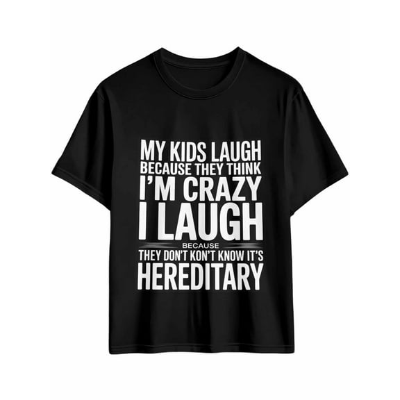 Men's T-Shirt Family Funny Humor Jokes Short Sleeve Casual Tee Classic Crew Neck T-Shirt for Men, Black L