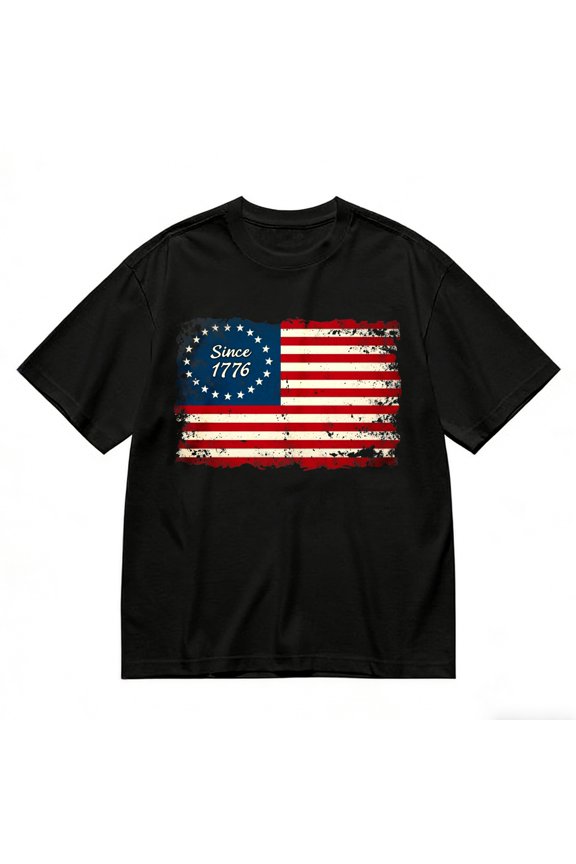 Men's T-Shirt Flag Since 1776 Comfortable And Versatile Outdoor Casual Short Sleeve