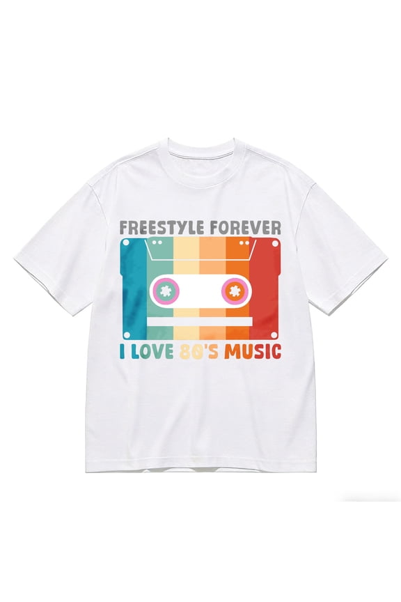 Men's T-Shirt Freestyle Forever Cassette Tape I Love 80s Music Comfortable And Versatile Outdoor Casual Short Sleeve