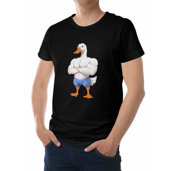 Men's T-Shirt,Funny Duck Short Sleeve Crewneck Casual Tee Shirts,Black-S