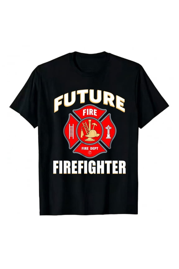 Men's T-Shirt Future Fire Fighter Department Emblem Comfortable And Versatile Outdoor Casual Short Sleeve