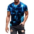 thumbnail image 1 of Rggeeun Men'S T-Shirt Gradient Tie Dye Style Pattern Breathable Loose Fit Short Sleeve Crew Neck Knit For Travel Party Leisure Tee,Blue,L, 1 of 4