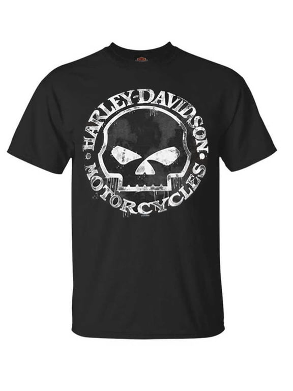 Men's T-Shirt, Hand Made Willie G Skull Distressed 30294030, Harley Davidson