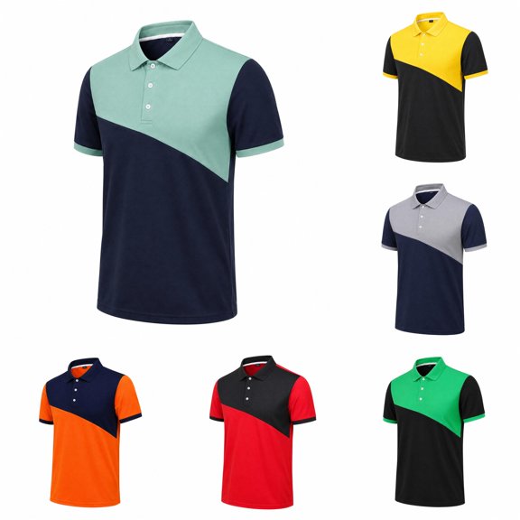 Men's T Shirt Lapel Summer Short Sleeve Shirts T Shirts for Man Turtle Neck Tee Tall T Shirt