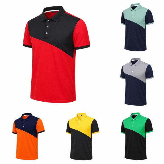 Men's T Shirt Lapel Summer Short Sleeve Shirts T Shirts for Man Turtle Neck Tee Tall T Shirt