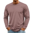 thumbnail image 1 of Men's T-Shirt Long Sleeve Crew Neck Casual Soft Basic Tee Shirts Light Brown M, 1 of 8