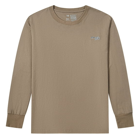 Men's T-Shirt Long Sleeve Crew Neck Casual Workout T-Shirt Khaki 3# Large