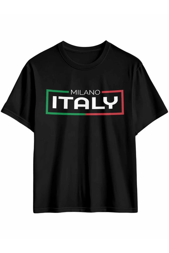 Men's T-Shirt MILANO ITALY Modern Art Short Sleeve Casual Tee Classic Crew Neck T-Shirt for Men, 4XL