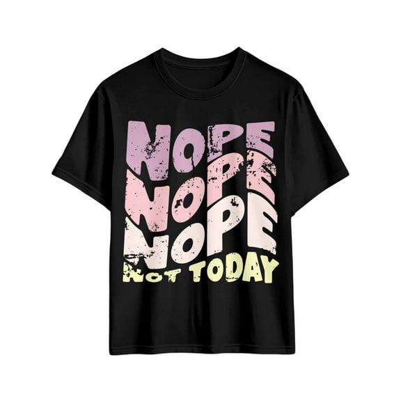 Men's T-Shirt NOPE NOT TODAY Pink Graffiti Street Art Short Sleeve Casual Tee Classic Crew Neck T-Shirt for Men, 2XL