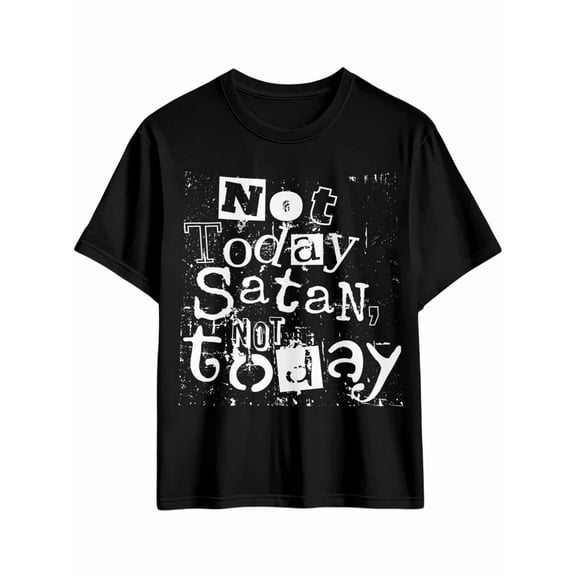 Men's T-Shirt NOT TODAY SATAN, Not Today Retro Style Short Sleeve Casual Tee Classic Crew Neck T-Shirt for Men, Black M
